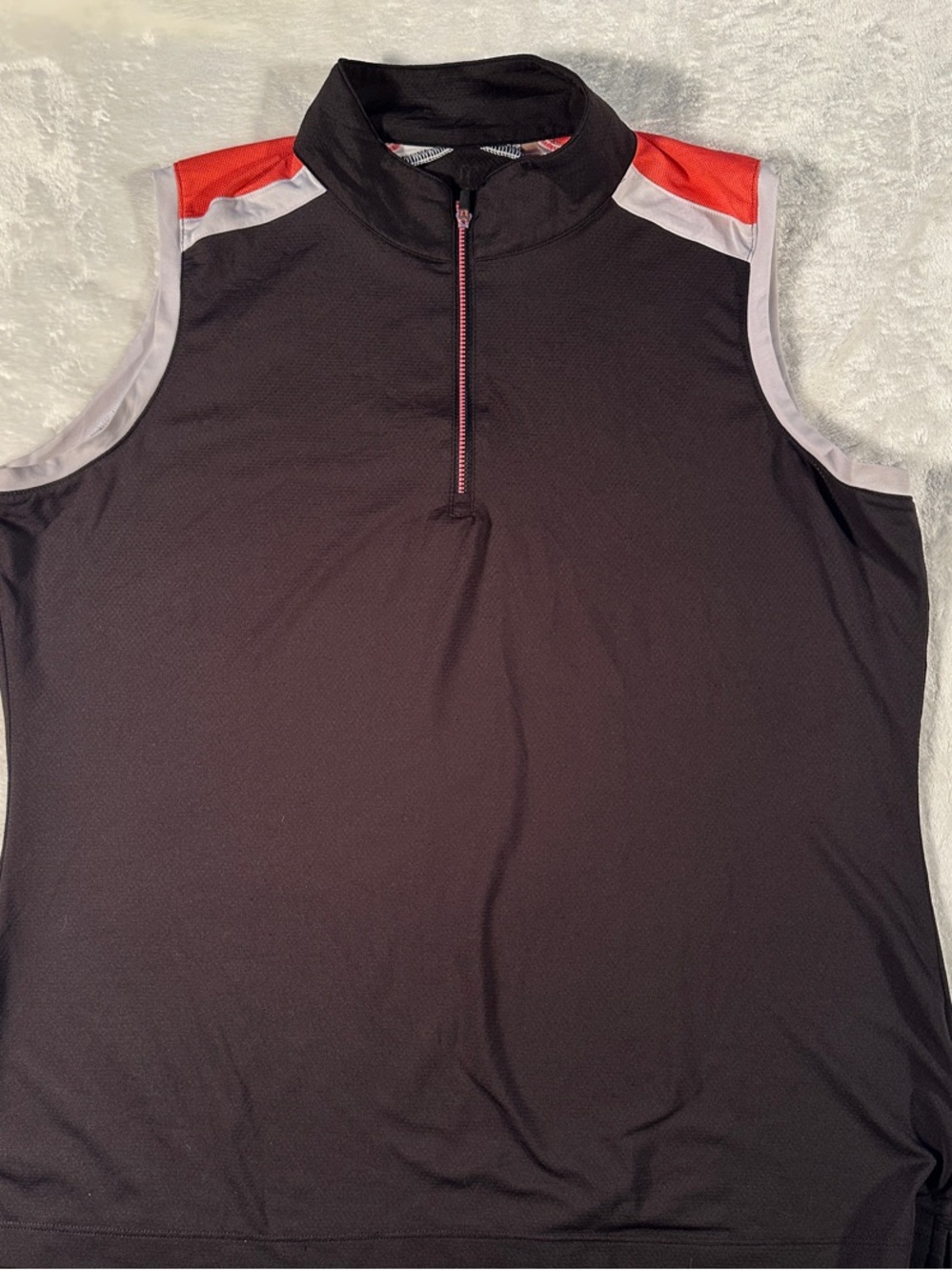 Lady Hagen Black Sleeveless Swim Top with Red and White Accents